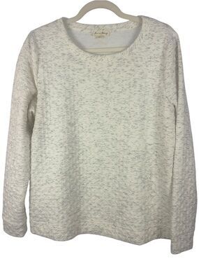Jane and Delancey Quilted Heather White/Grey Crewneck Sweatshirt - Size L